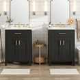 thumbnail image 4 of MODERNLUXE 48" Bathroom Vanity with Double Sink,Bathroom Storage Cabinet Set with Soft-Close Doors, Flip Drawers and Double-Layer Door Shelves(Mirror not Included),Black, 4 of 13