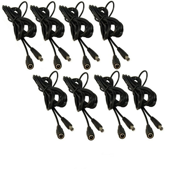 HQRP KIT: 8pcs Male to Female DC Power Extension Cables for Q-See Security System Model: QC824-4F1 / QC524-4E8 / QT534-2B5 / QC304-2H4 / QT534-2H4
