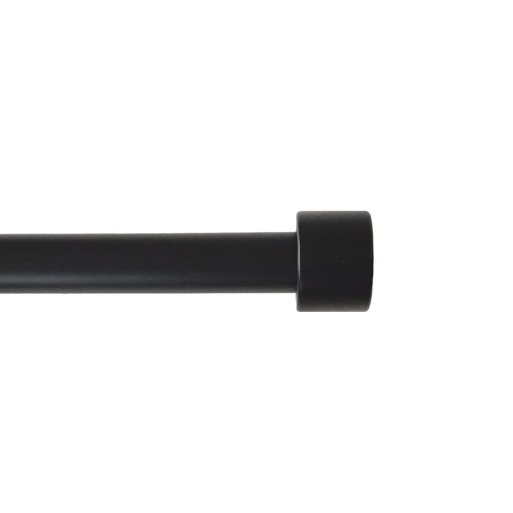 Mainstays End Cap Adjustable Single Curtain Rod Set, Matte Black, 30 in-84 in