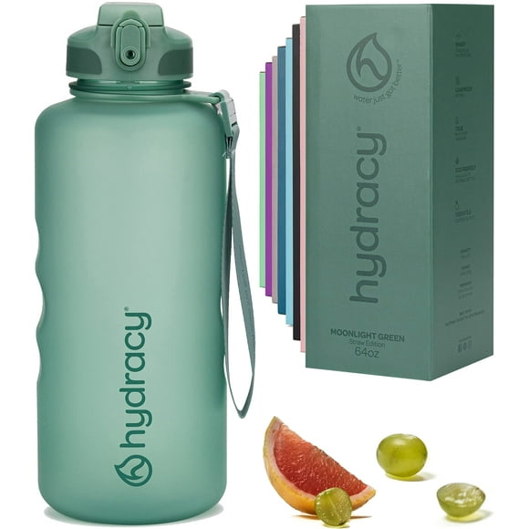 Hydracy Bouteille d'Eau Grande 2L, Incassable, Plastique Tritan Sans BPA, Étanche, Zéro Condensation, avec Sangle de Transport Détachable, Couvercle Anti-Fuite, Bec en Silicone Pratique, Idéale pour Gym, Yoga