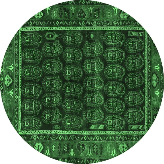 Ahgly Company Indoor Round Persian Emerald Green Traditional Area Rugs, 6' Round