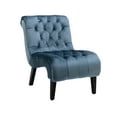 thumbnail image 4 of Tufted Accent Chair, Velvet Single Sofa Chair with Wave Seat Cushion, Comfy Upholstered Living Room Chairs with Rubber Wood Legs for Reading Room, Bedroom, Club, Light Blue, 4 of 7