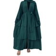 thumbnail image 4 of IBTOM CASTLE Muslim Chiffon Abaya for Women Open Front Cardigan Modest Dress with Hijab Scarf Middle East Arabian Robe Islamic Long Dress M Dark Green, 4 of 9