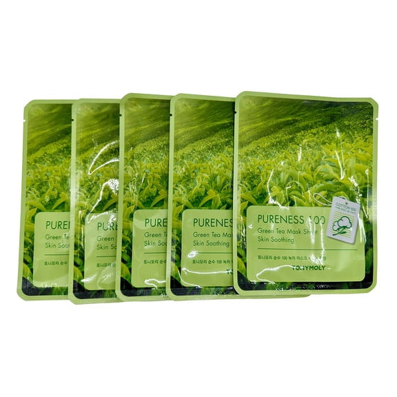 TonyMoly Pureness 100 Green Tea Skin Soothing Mask Sheet Set of 5 Oily Skin
