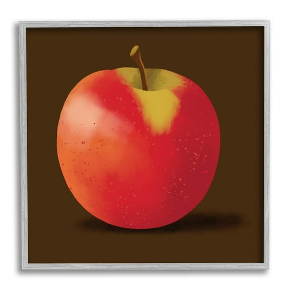 Stupell Industries Lush Red Apple Detailed Portrait Design Graphic Art Gray Framed Art Print Wall Art, 12x12, by Sally Springer Griffith