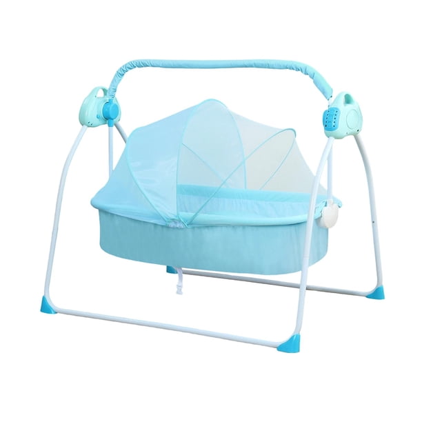 Columpio eléctrico para bebé con 5 velocidades, cuna eléctrica para recién nacidos. Regalo ideal. azul