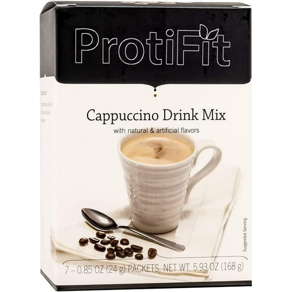 Proti Fit High Protein Hot Drink Mix, Decaf Cappuccino, 15g Protein, 7 Servings Per Box