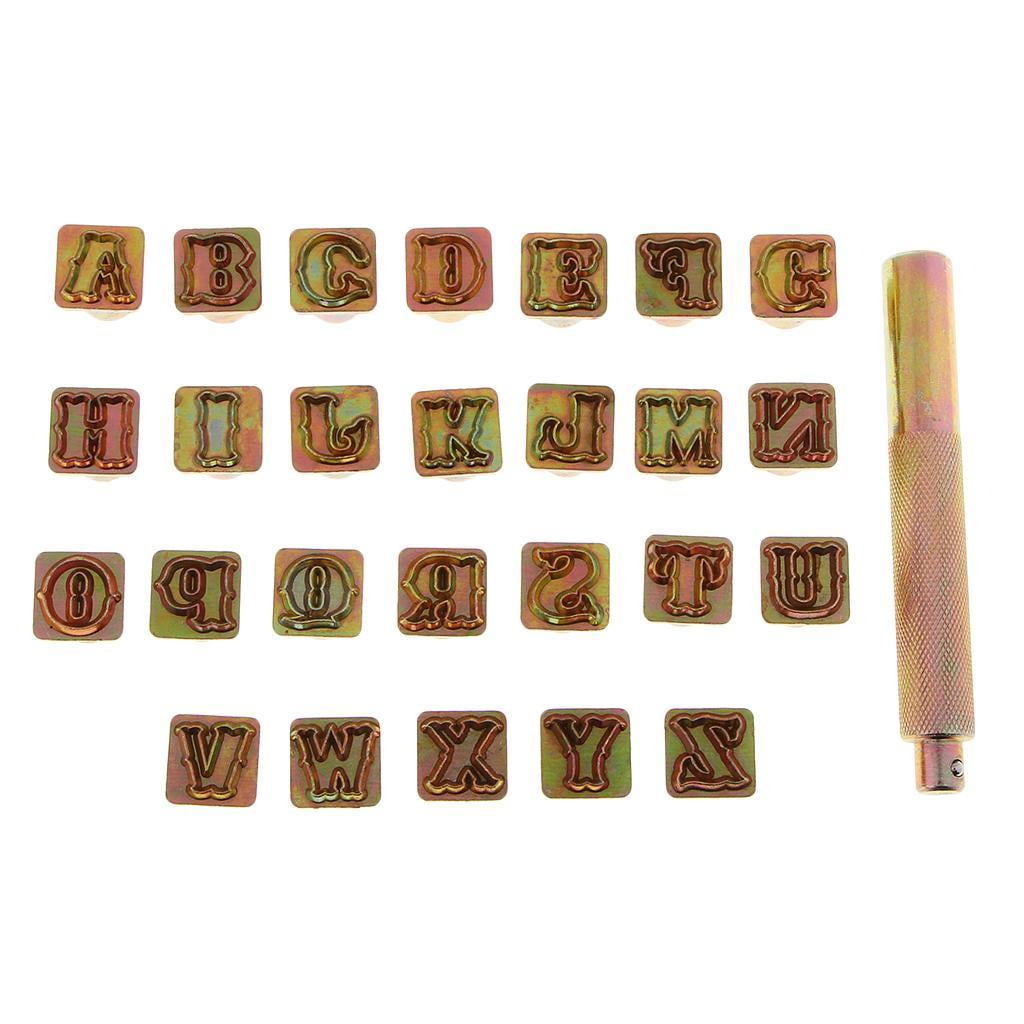 /26pcs Letter Alphabet Initials A~ Stamps Metal Steel Tag Pendant Stamping Tool Message Word Phrase Inked Set