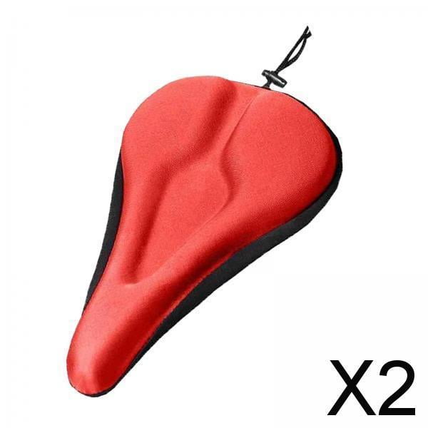 2X Funda para asiento de bicicleta Almohadilla de sillín de gel 3D de silicona Cojín suave acolchado Rojo 2 piezas