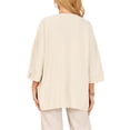 thumbnail image 3 of INSPIRE CHIC Women's Fall Linen Cardigan 3/4 Sleeve Open Front Loose Fit Lightweight Shrug with Pockets S Khaki, 3 of 6