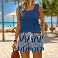 thumbnail image 6 of IYYVV Hawaiian Outfits For Women 2 Piece Sets Floral Sleeveless Square Neck Tank Tops And Beach Shorts Set Sweatsuit With Pocket White 3XL, 6 of 9
