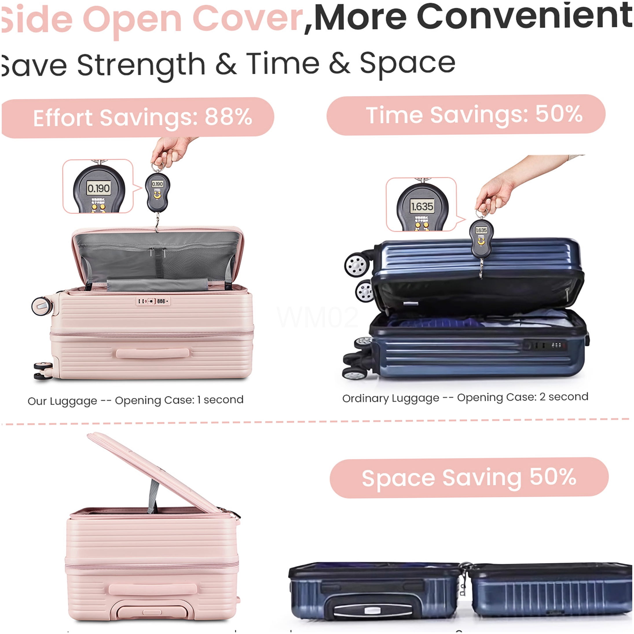 Pink 3-Piece Hard Shell Luggage Set with TSA Lock, Expandable Carry On Suitcase with Front Pocket & Spinner Wheels