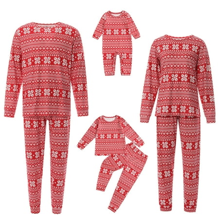 

FOCUSNORM Christmas Snowflakes Pattern Stripe Costume Pjs Sleepwear Outfits Matching Set