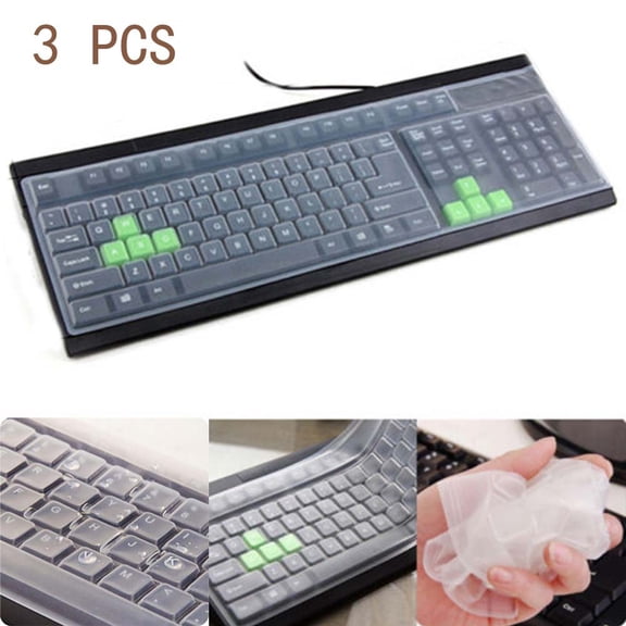 Cheers.US 3 Sheet Keyboard Protector Transparent 108 Keys Antifouling Desktop Computer Keyboard Film Protective, Ultra-thin, Universal for Home