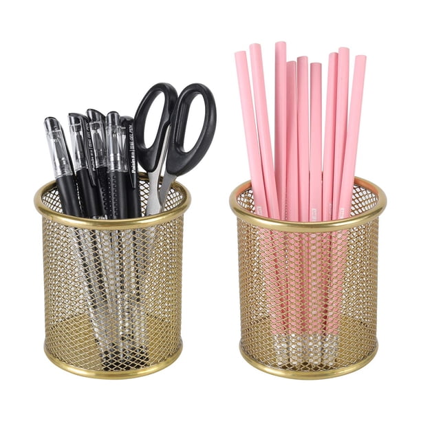 PAG Portalápices para escritorio, paquete de 2 vasos para bolígrafos de escritorio, suministros de oficina, organizadores de escritorio y accesorios, organización, soporte para brochas de maquillaje,