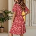 thumbnail image 4 of SAATLERI Spring Dresses for Women 2025 Loose Casual Wrap Dresses Short Sleeve Floral Printed Sundress V Neck Swing Flowy A-Line Dress, 4 of 4