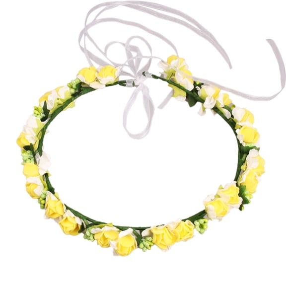 YYKihy Crown Floral Adjustable Headband With Ribbon For Kids Girls Flower Crown