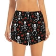 thumbnail image 4 of Lsque Skeleton with Roses Printed Women's Running Shorts with Liner Pockets,Elastic Quick Dry Workout Athletic Gym Yoga Shorts,Womens High Waist Shorts-Small, 4 of 9