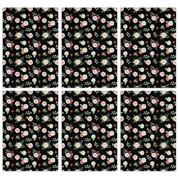 2 Pcs Pioneer Flower Floral Print Pattern Kitchen Towels, Funny Microfiber Dish Towel Set, 18" X 26" Tea Towels