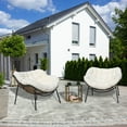 thumbnail image 6 of VIXLON 3-Piece Wicker Outdoor Patio Dining Set with Side Table and Thick Cushion, Gray, 6 of 8