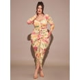 thumbnail image 5 of Yellow Plus Size Womens Floral Print Ruched Square Neck Long Sleeve Maxi Dress With Ruffle Hem, 5 of 7