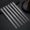 thumbnail image 7 of Yesbay 5 Pairs Stainless Steel Chopsticks High Hardness Reusable Anti-Slip Lightweight Metal Chopsticks Household Heat Resistant Chopsticks for Vegetables Noodles Dumplings, 7 of 7