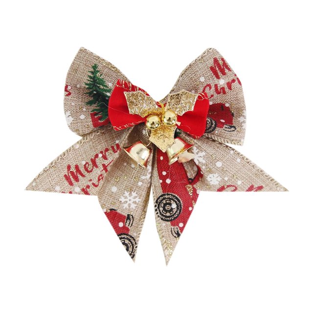 YIMWNYI Christmas Bow Pendant, Christmas Tree Decoration, Holiday Ornament, Versatile Gift Wrap Embellishment, Unique Linen Printed Bow, Beautiful Home Decor