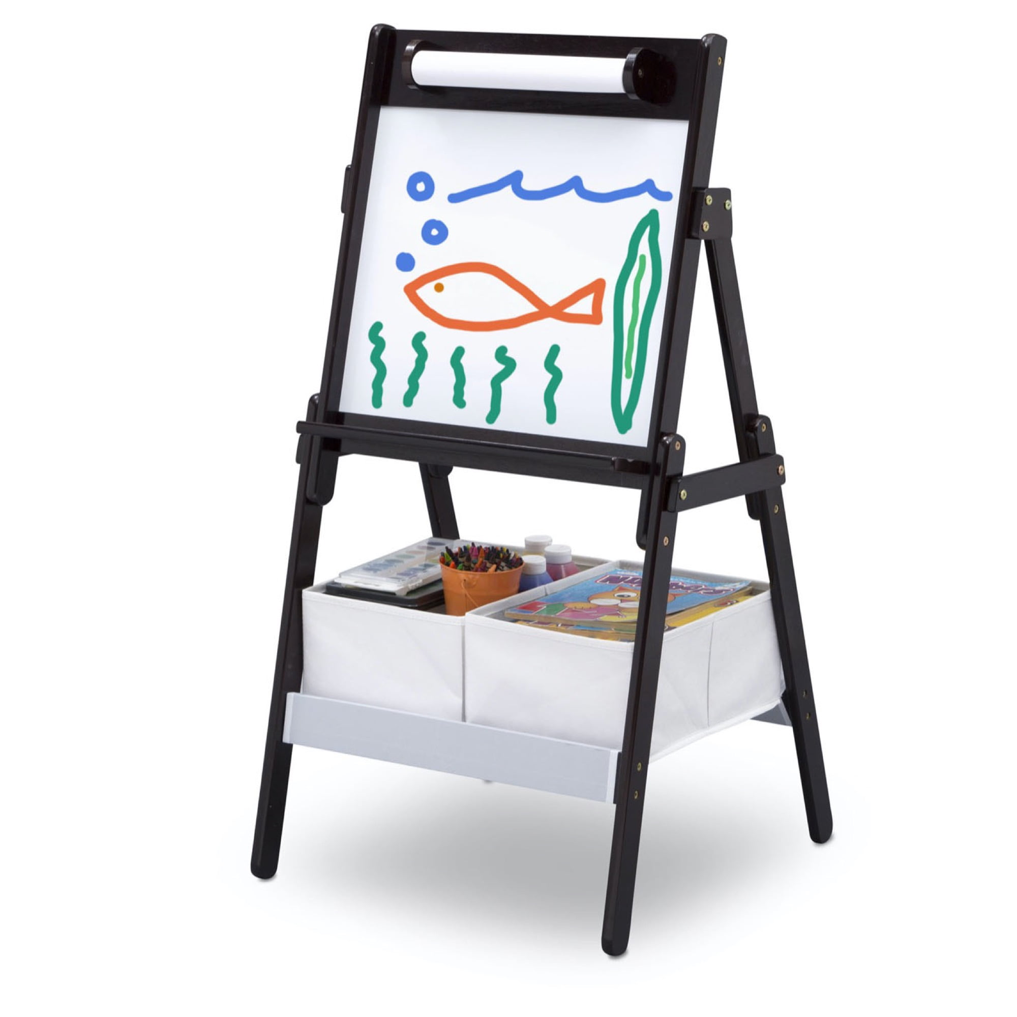 Delta Children Classic Kids Whiteboard/Dry Erase Easel with Storage, Dark Chocolate