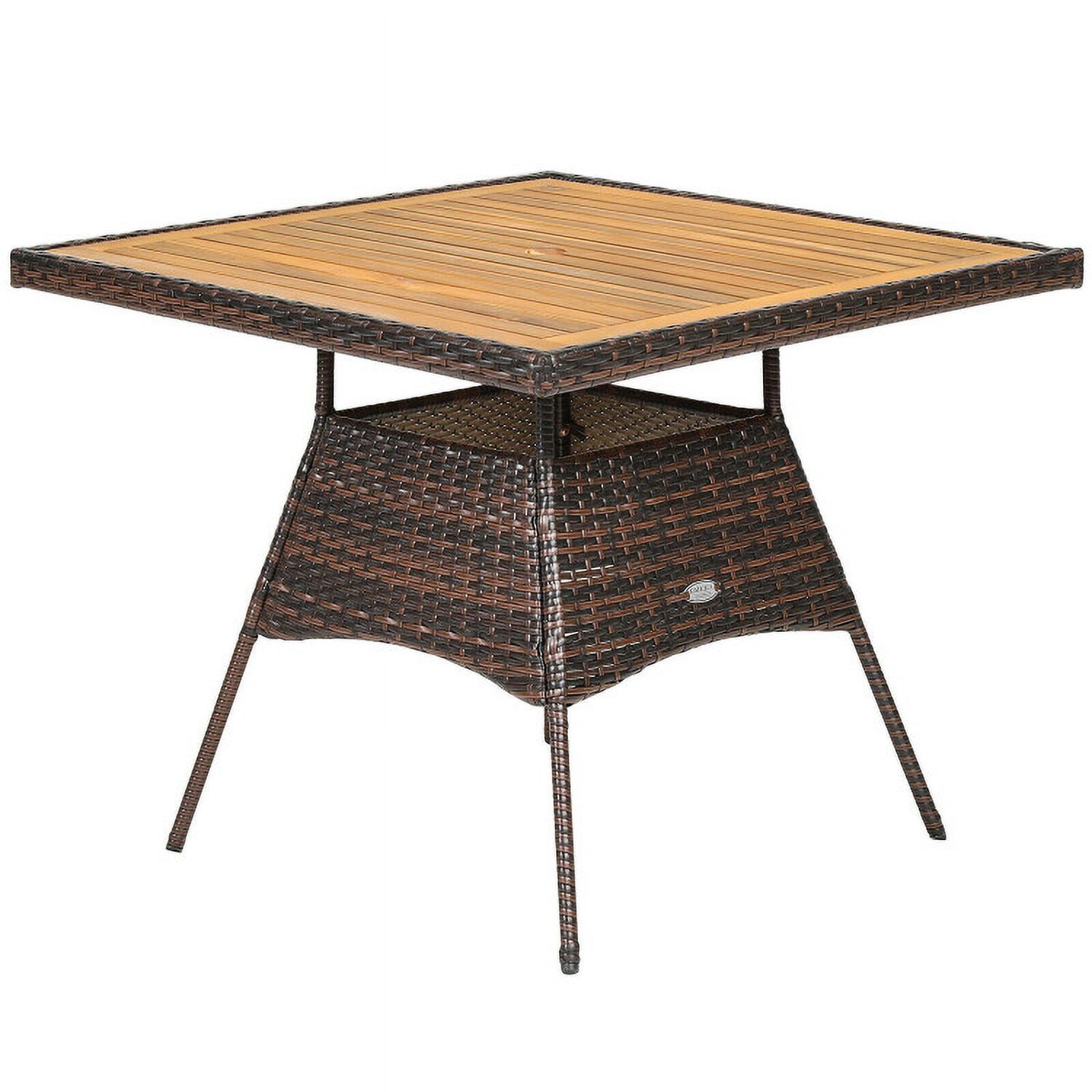 Aimee Lii 5 Pieces Patio Rattan Dining Furniture Set with Arm Chair and Wooden Table Top, Outdoor Patio Furniture