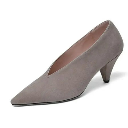 

hot VANGULL women Genuine Leather shoes cow leather Sheep suede spike heels pointed toe women pumps professional office career