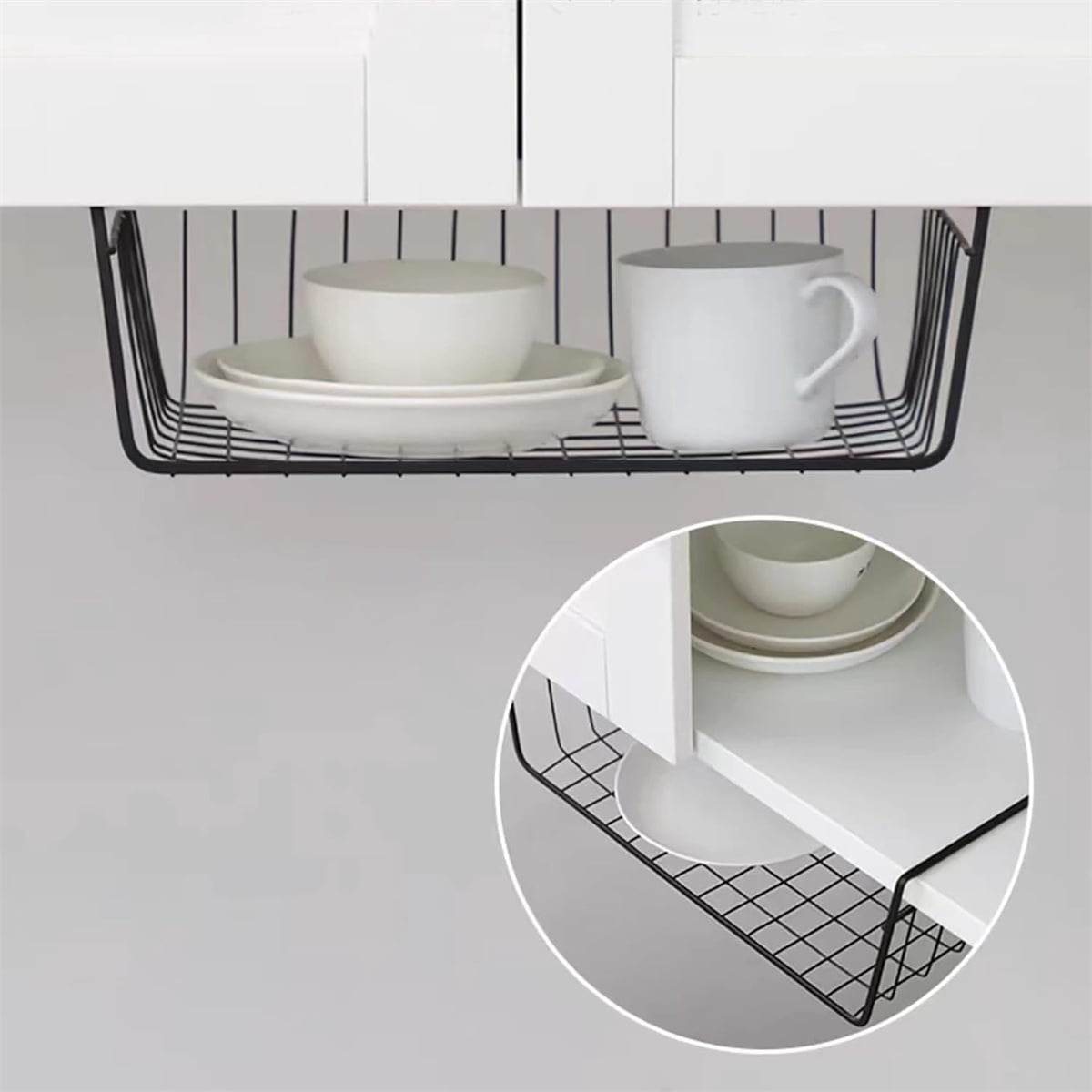 TGY Iron Metal Wire Grid Basket,Portable Metal Storage Rack for Kitchen,1Pcs Durable Black Metal Storage Basket for Kitchen,Office