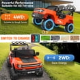thumbnail image 5 of Farmdex 24V Ride on Toys with Remote Control, 2 XL Seater Electric Truck Car for Kids w/ 22'' Large Seat, 4WD/2WD Switchable, Powered Ride on Cars w/ Bluetooth, LED Lights, 3 Speeds, 4 x 200W, Red, 5 of 12