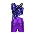 thumbnail image 6 of TTAO Girls 2 Piece Gymnastics Outfits Sleeveless Leotard with Short Athletic Ballet Dance Biketard Purple 8, 6 of 7
