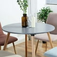 thumbnail image 1 of Topcobe Dining Table, Modern MDF & Metal Kitchen Table for Home Office Furniture, Coffee Table With Round Beech Wood Legs, Gray, 1 of 5