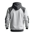 thumbnail image 4 of Domuza Hoodies for Men Pullover Long Sleeve Fleece Color Block Drawstring Hooded Sweatshirt Fall Winter Casual Athletic Pullover Top with Kangaroo Pocket Gray L, 4 of 4