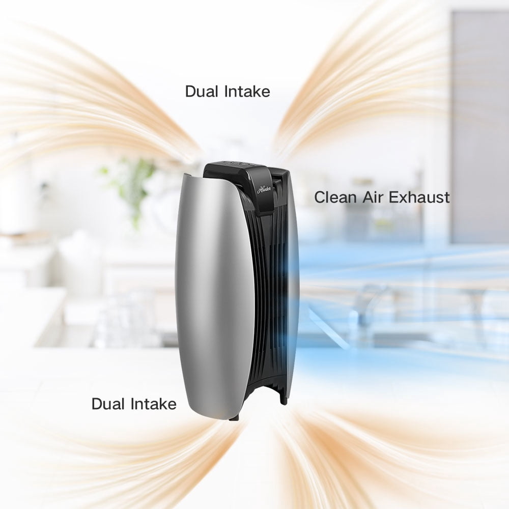 Hunter HT1715 HEPA+ Air Purifier with Viro-Silver Technology - Titanium/Black
