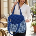 thumbnail image 3 of Pzuqiu Blue Paisley Large Capacity Quilted Tote Bags for Women, Lightweight Blue Puffer Shoulder Handbags Vintage Casual Shopping Work Travel Bag for College Everyday Use, 3 of 7