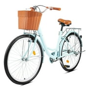 Viribus Women's Comfort Bike 24 Inch Beach & City Cruiser Bicycle with Basket Rack Mint