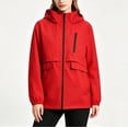 thumbnail image 6 of IUYRTFE Women's Hooded Windbreaker Jacket Long Sleeve Mid Length Zip Up Outdoor Coat with Pockets, 6 of 9
