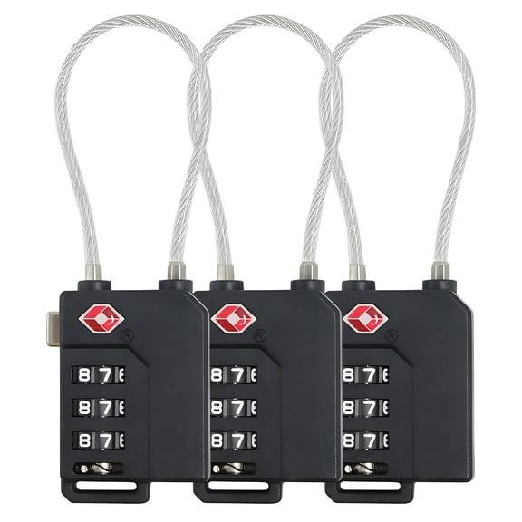 GIRACOA 3 PCs TSA Locks for Luggage, 3 Digit Combination TAS Approved Locks for Suitcase Resettable Code Lock with Zinc Alloy Body