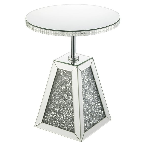 ACME Noralie Round Accent Table in Mirrored