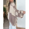 thumbnail image 6 of ZANKLEY Casual Cardigan Sweater for Women Fall Long Sleeve Open Front Knit Sweaters Checkered Outwear Coat, 6 of 12
