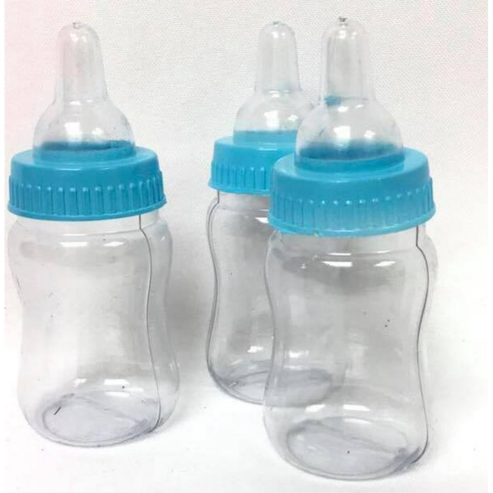 13 Blue Plastic Baby Bottle Fillable Favors Gift For Baby Shower Party