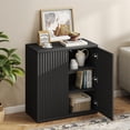 thumbnail image 5 of Set of 2 Fluted Sideboard Buffet Cabinet with Doors and Adjustable Shelves, Small Storage Cabinet for Kitchen,Living Room,Black, 5 of 10