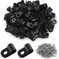thumbnail image 1 of shiyou-100 Pack R-Type Cable Fastener Wire Clamp, 3/16 Inch Black Nylon Screw Mounting Cord Fastener Clips for Cable Management,Cord Organizer and Cord Holder, 1 of 4