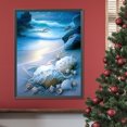 thumbnail image 4 of Pintura de diamante 5D DIY taladro redondo completo Kit de concha costera decoración 30x40cm azul, 4 of 9