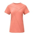 thumbnail image 3 of DPTALR George Women's Pleated Crew Neck Short Sleeve Loose Fit Lightweight Casual Summer Fashion T-Shirts,Orange,Size XL, 3 of 7