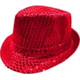 thumbnail image 2 of Adult's LED Light Up Neon Pink Sequin Fedora Jazz Hat Costume Accessory, 2 of 2