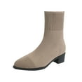 thumbnail image 1 of Bottes à Talons Hauts Bottines à Talons Hauts avec Chaussettes Tricotées Style Décontracté à la Mode pour Femmes Talons Hauts Rouges, 1 of 5