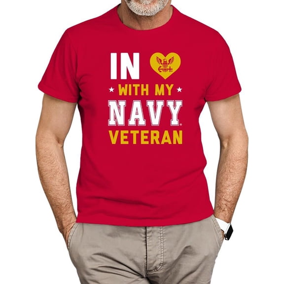 In Love With My Navy Veteran T-Shirt Men -Navy Designs, Male 3X-Large